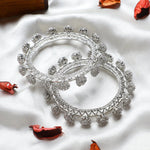 CZ/AD American Diamond Studded Silver Plated Traditional Round Solitaire Bangles Set / Indian jewelry / Indian Bangles / Wedding Bangles