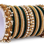 Velvet Bridal Bangles Set With Kundan Pearl Bangles, Indian Pakistani Bridal Bangles With Kundan Velvet Bridal Bangles Lightweight Jewelry