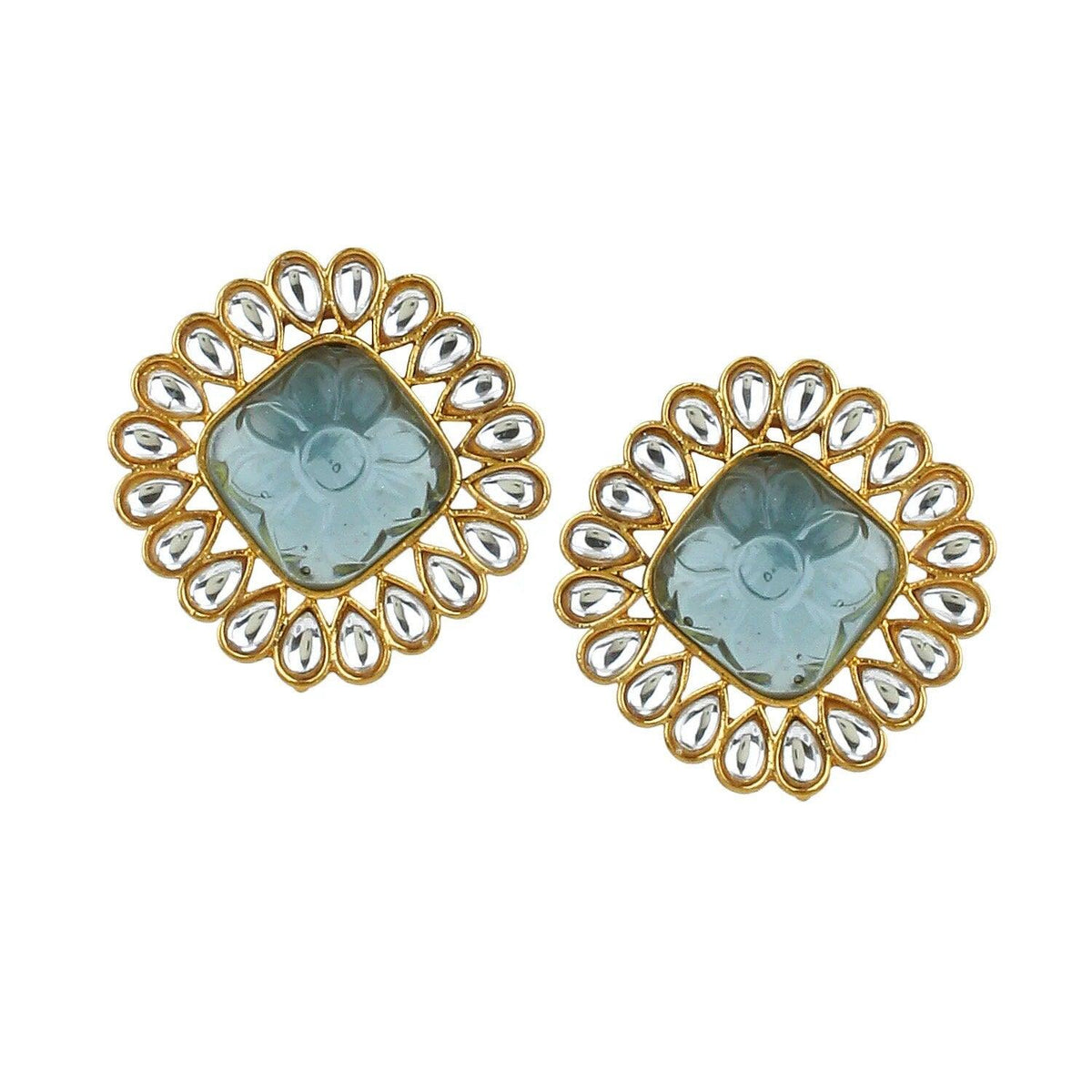 Polki Kundan Stud Earring, For Her | Earrings | Studs | Cubic Zirconia