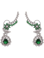 Emerald Green American Diamond CZ Earrings, Statement Earrings, CZ Earrings, Indian jewelry, Sabyasachi Earrings, Indian Bollywood