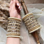 Stone pearl drop mirror bangle wedding Indian asian churiyan bangle set, Mirror kada bangle set, Wedding jewelry, pearl bangles