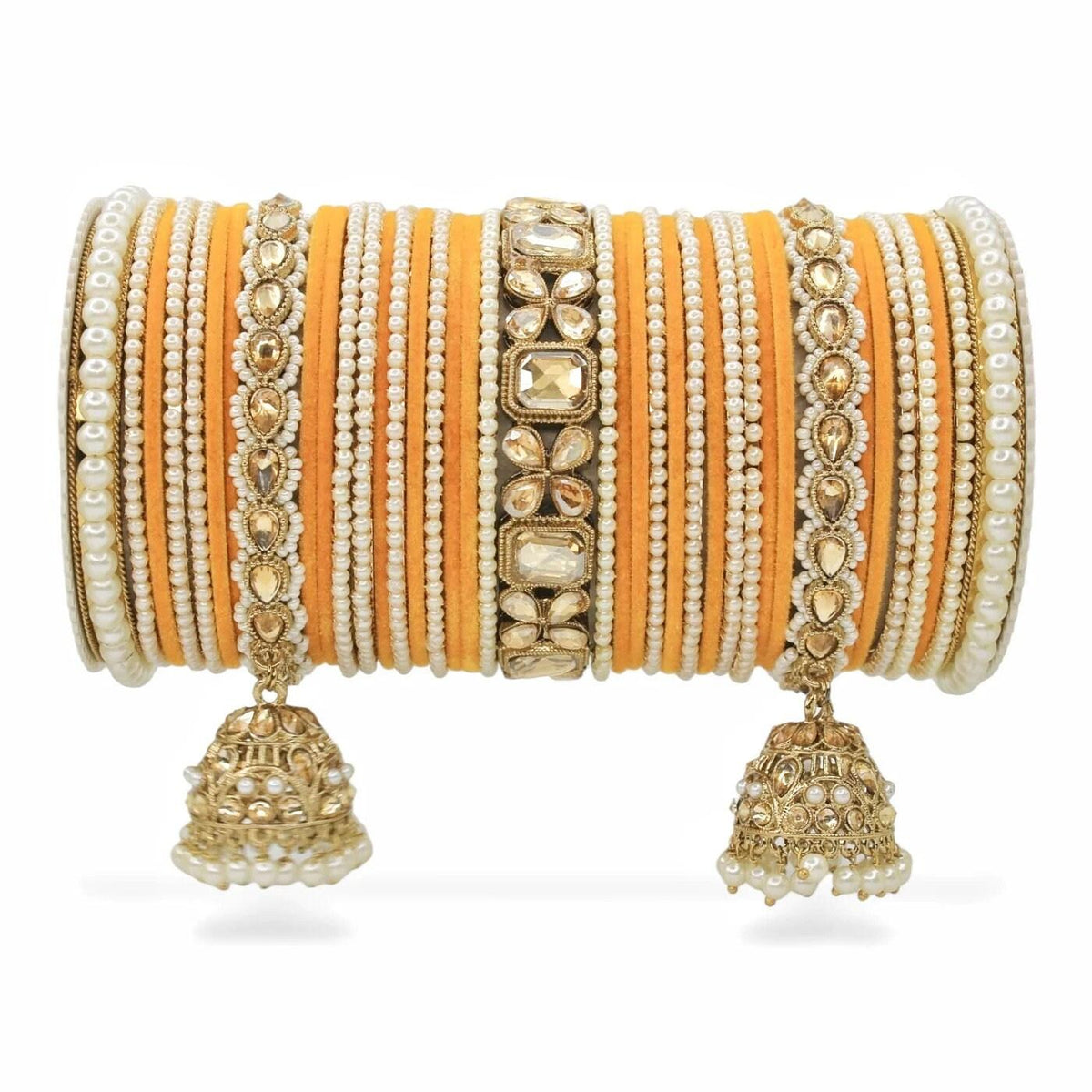 Indian Bangles in Different Colors Pearl Bangles Set with Jhumki Borders, Indian wedding Tassel Bangles Set Woman Jewelry Set