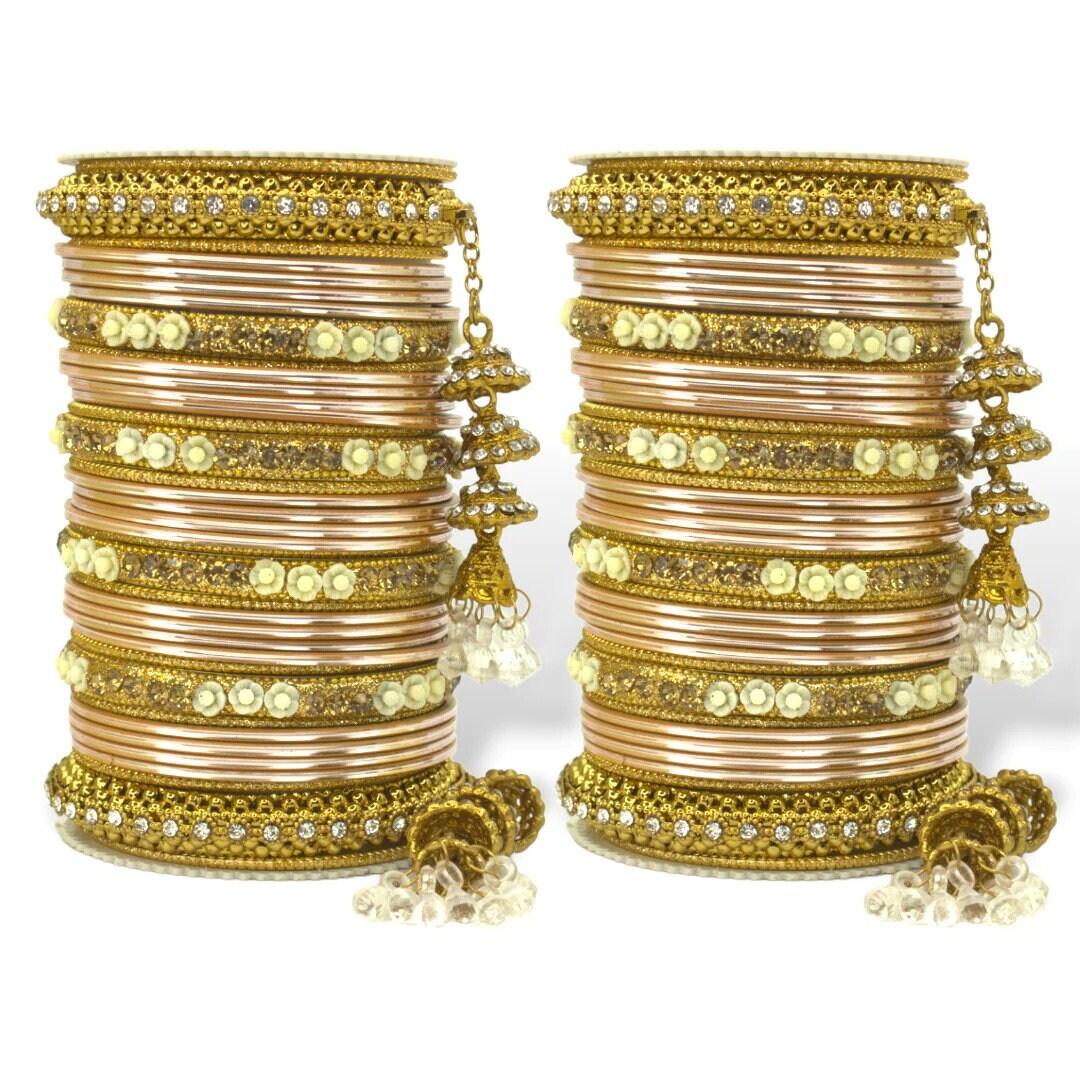 Antique Jhumki Latkan Bangle Set, Indian Bollywood Bangles Jewellery Latkan Jhumka Bracelet Wedding Party Wear Traditional Bangles Set of 2