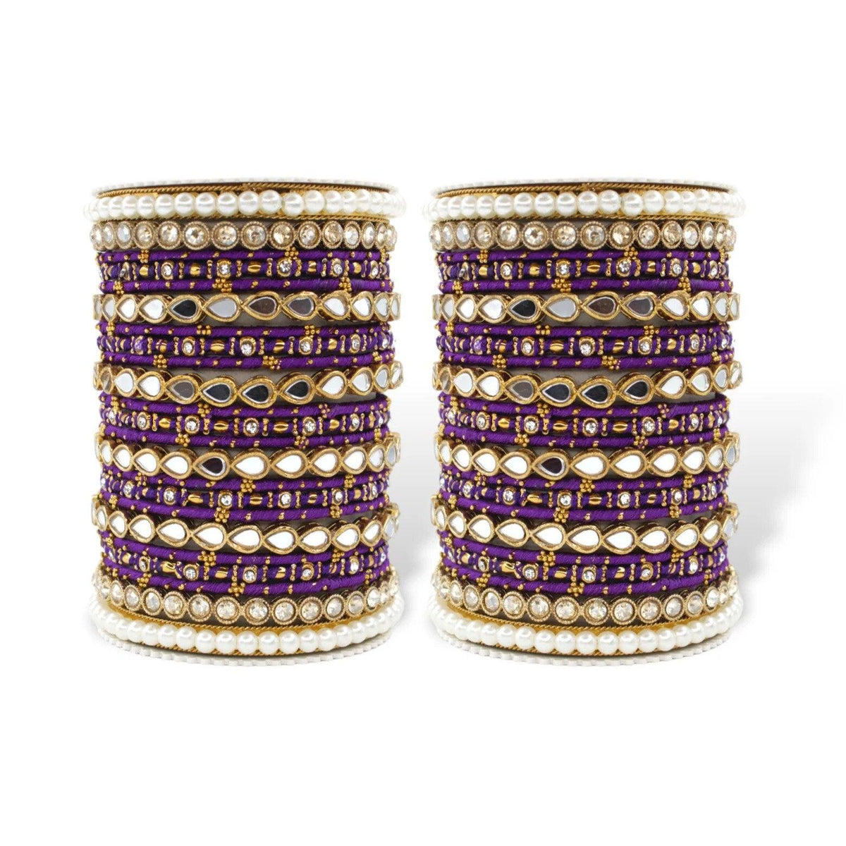 Stone pearl drop mirror bangle wedding Indian asian churiyan bangle set, Mirror kada bangle set, Wedding jewelry, pearl bangles