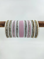 Pink bangles, wedding bangles for bride , Indian wedding bangles set with stones and pearl work, Indian traditional bangles set