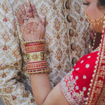 Traditional Ganesha Rajwadi chuda, Bridal chuda, Dulhan Bridal Art Stones Bangles Set, Jaipur Rajasthani Indian chura, Red Green Chura Set