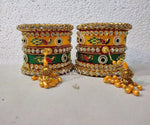 Rajwadi Latkan Peacock Kundan Chuda, Punjabi Chuda, Latkan Chuda, Pakistani Wedding Kundan Work Chura, Rajwadi Hand Painted Kangan Kada
