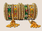 Rajwadi Latkan Peacock Kundan Chuda, Punjabi Chuda, Latkan Chuda, Pakistani Wedding Kundan Work Chura, Rajwadi Hand Painted Kangan Kada