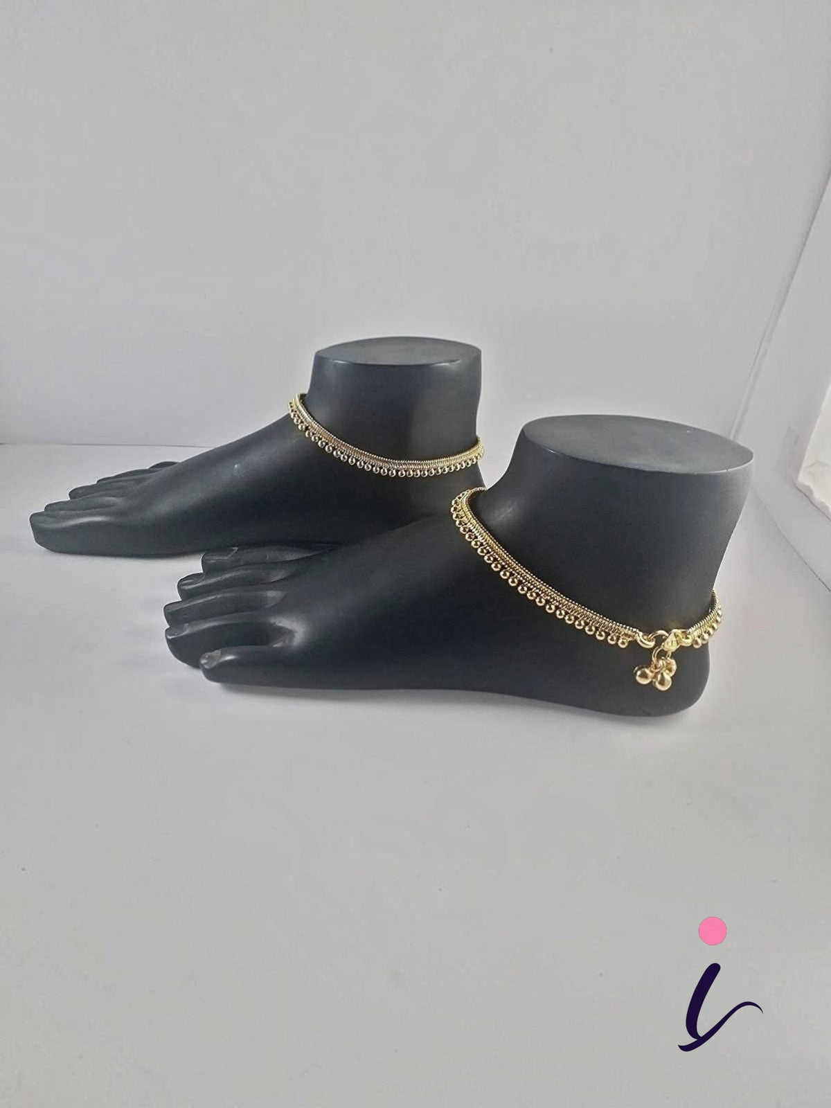 Thin Gold Plated Brass Kolusu Ghungroo Anklet for Women | Traditional Indian Payal | Ethnic Wedding & Party Wear Jewellery