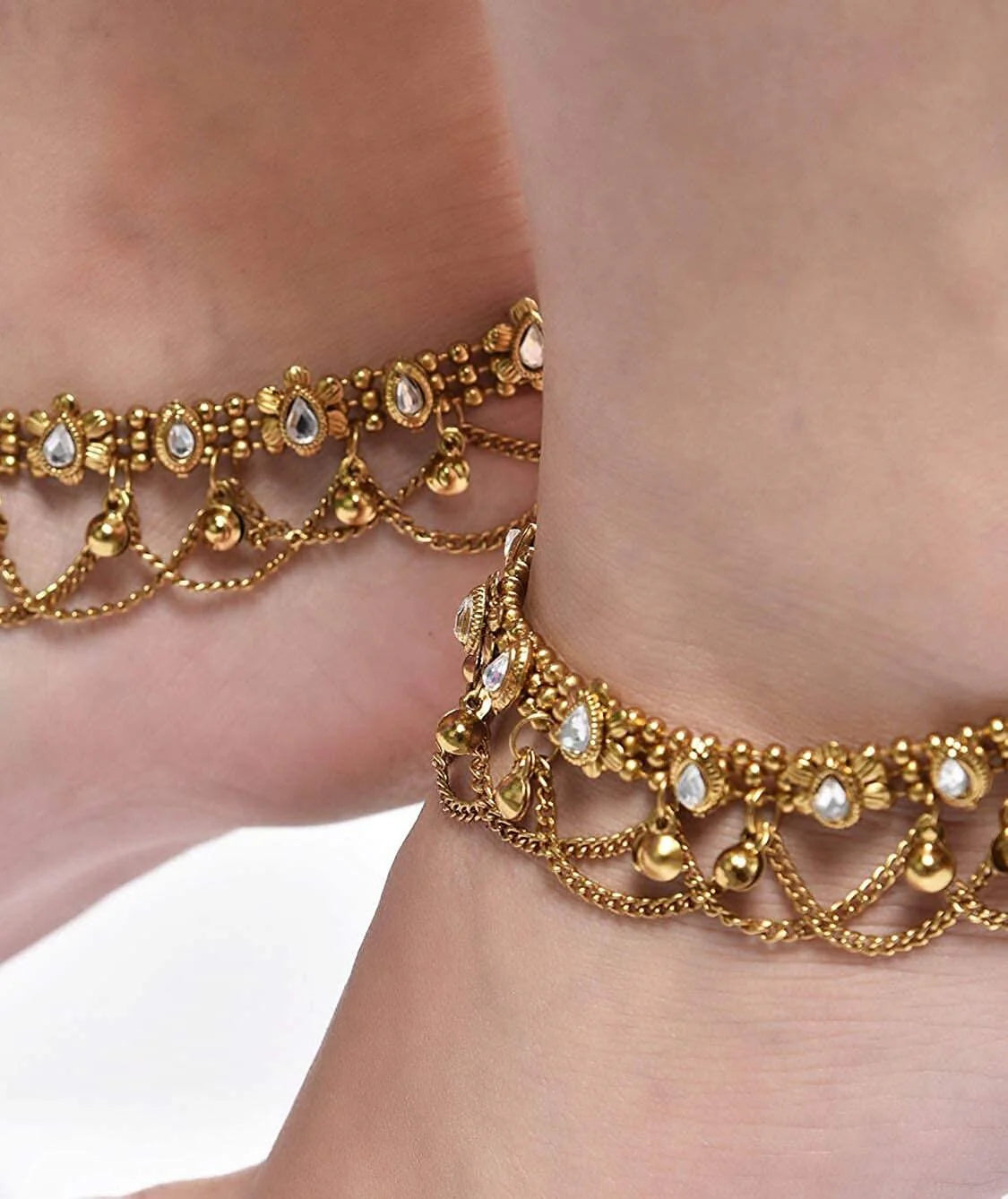 indian anklets Gold Antique Kundan Payal For Wedding