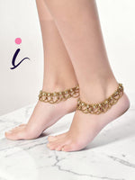 indian anklets Gold Antique Kundan Payal For Wedding