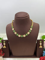 Gold-Tone Floral Necklace Set with Jhumki Earrings – Elegant Ethnic Jewelry