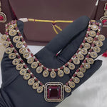 Victorian Double Layered Necklace Set | Indian Jewellery | AD Necklace & Earrings Indian Neckless Set for Bridal & Partywear
