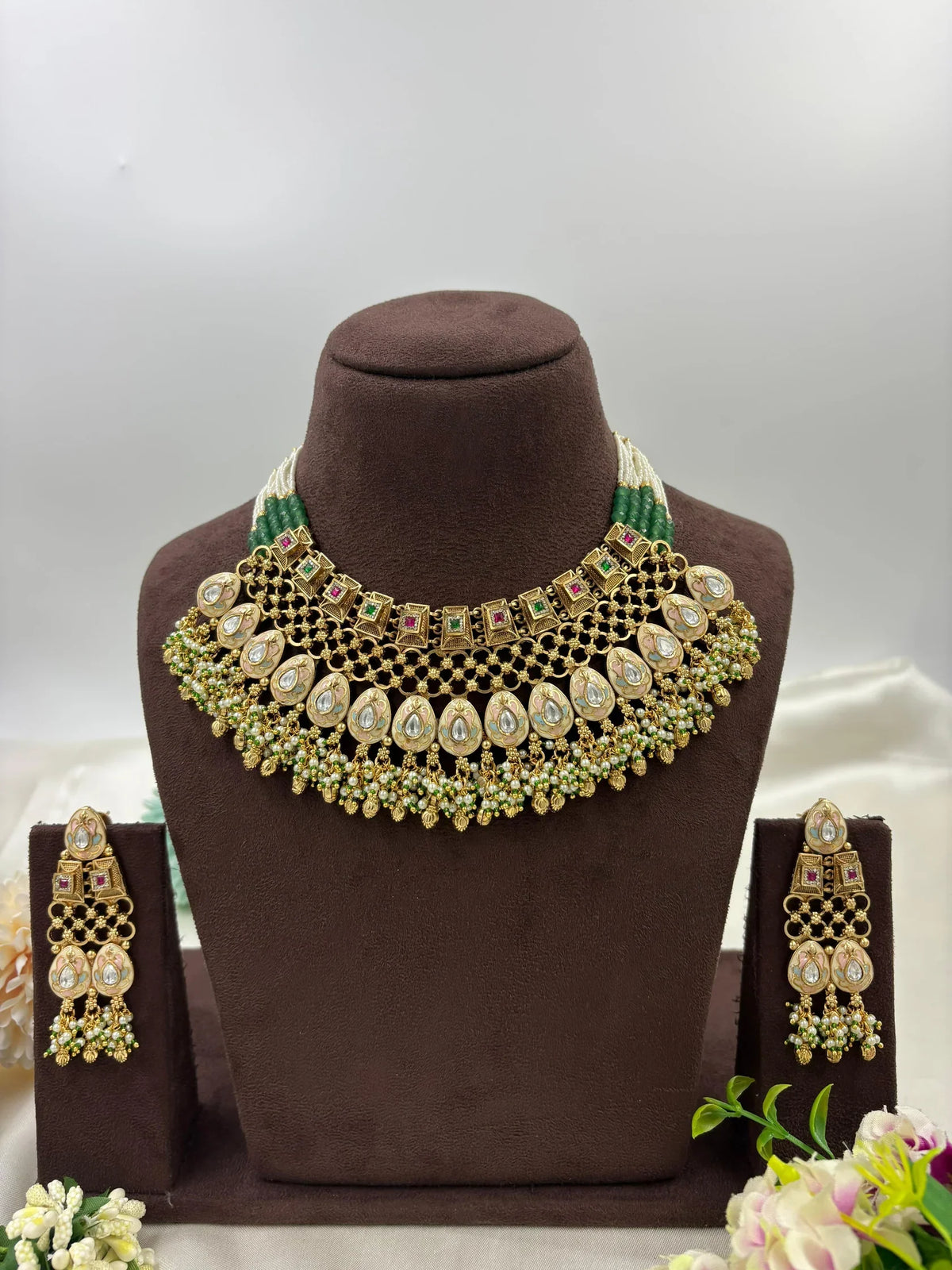 Premium Antique Gold Necklace Set – Traditional Bridal & Party Jewelry