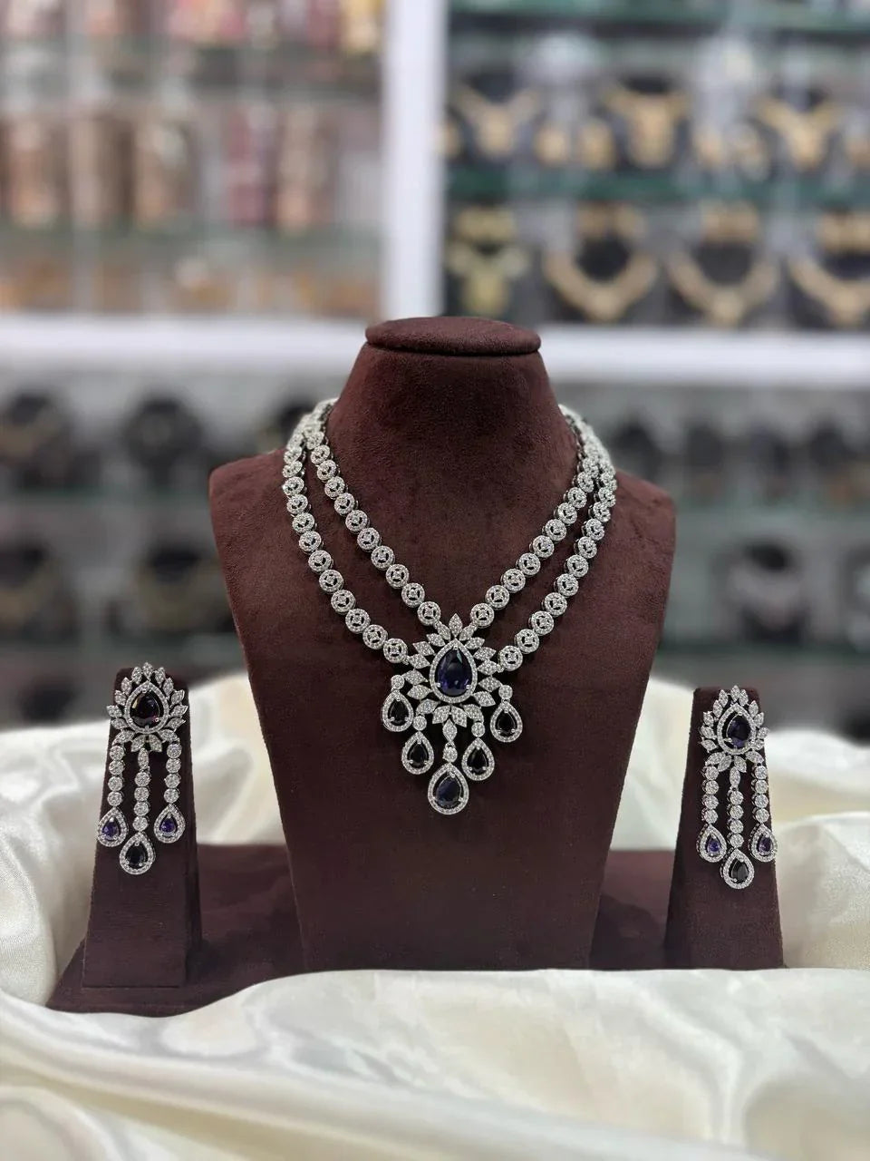 Floral Drop Necklace Set with Matching Earrings | Kundan Polki Indian Jewellery Necklace Set