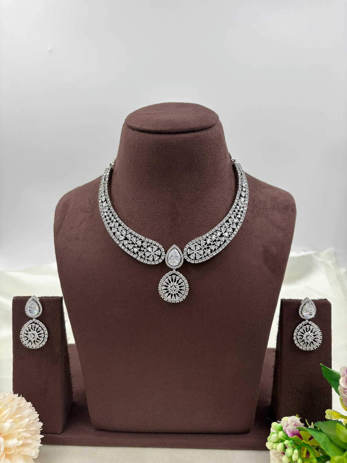 American Diamond Necklace Set – Elegant Bridal & Party Wear Jewelry