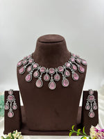 American Diamond Premium Necklace Set with Earrings – Bridal & Party Jewelry