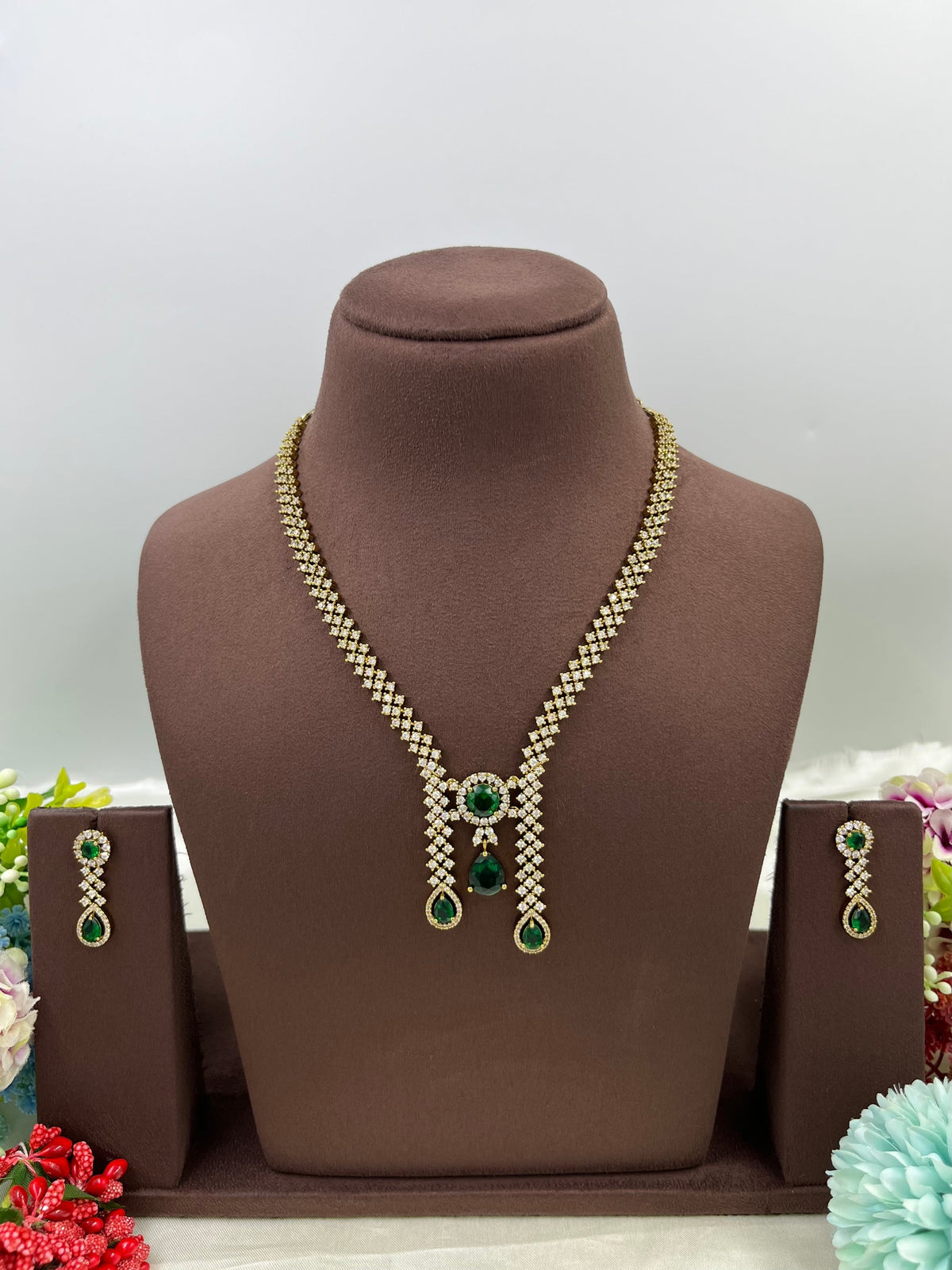 Victorian Drop Necklace Jewellery Set with Matching Earrings | Indian Jewellery | Premium Indian Necklace Set for Women
