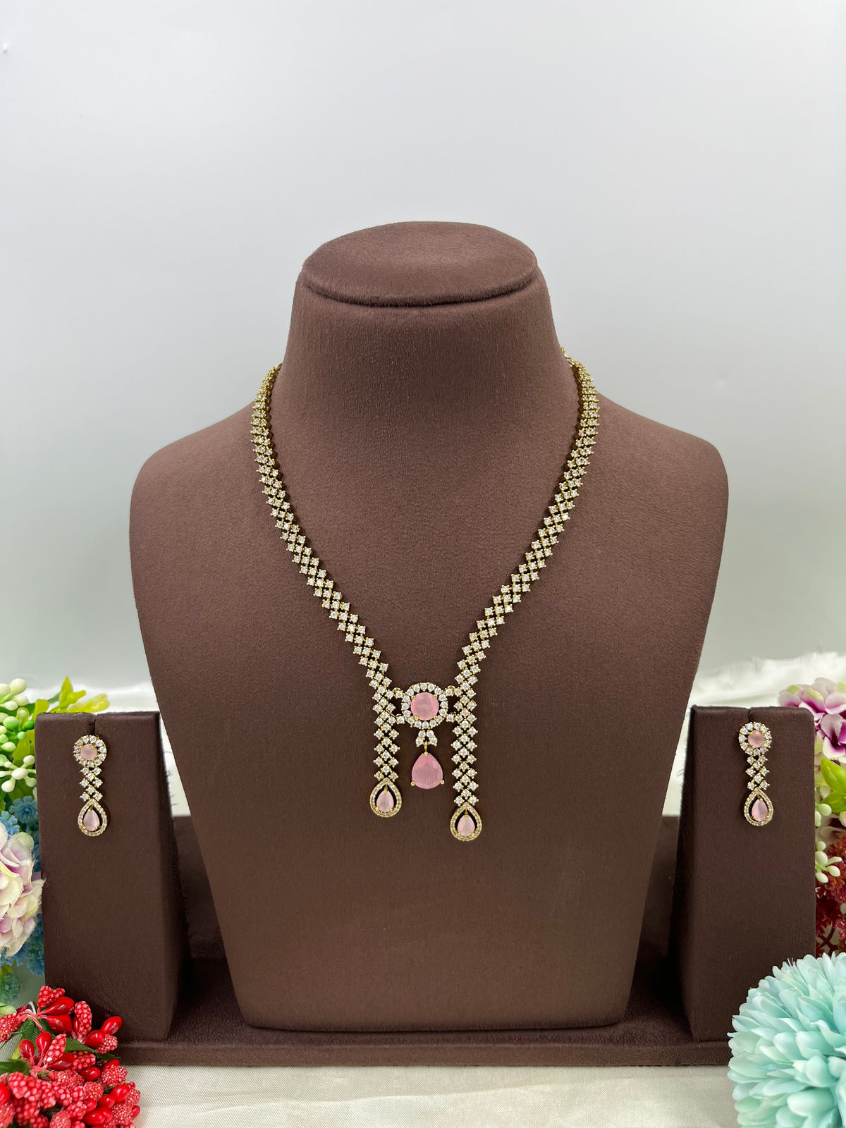 Victorian Drop Necklace Jewellery Set with Matching Earrings | Indian Jewellery | Premium Indian Necklace Set for Women