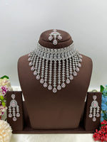💎 Diamond Vault Premium AD Necklace Set with Maangtika & Earrings – Bridal Elegance Redefined