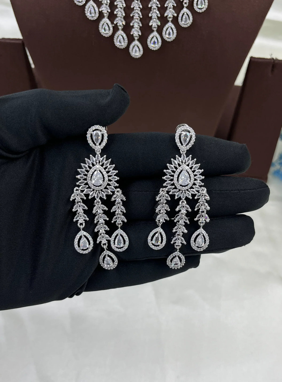 💎 Diamond Vault Premium AD Necklace Set with Maangtika & Earrings – Bridal Elegance Redefined