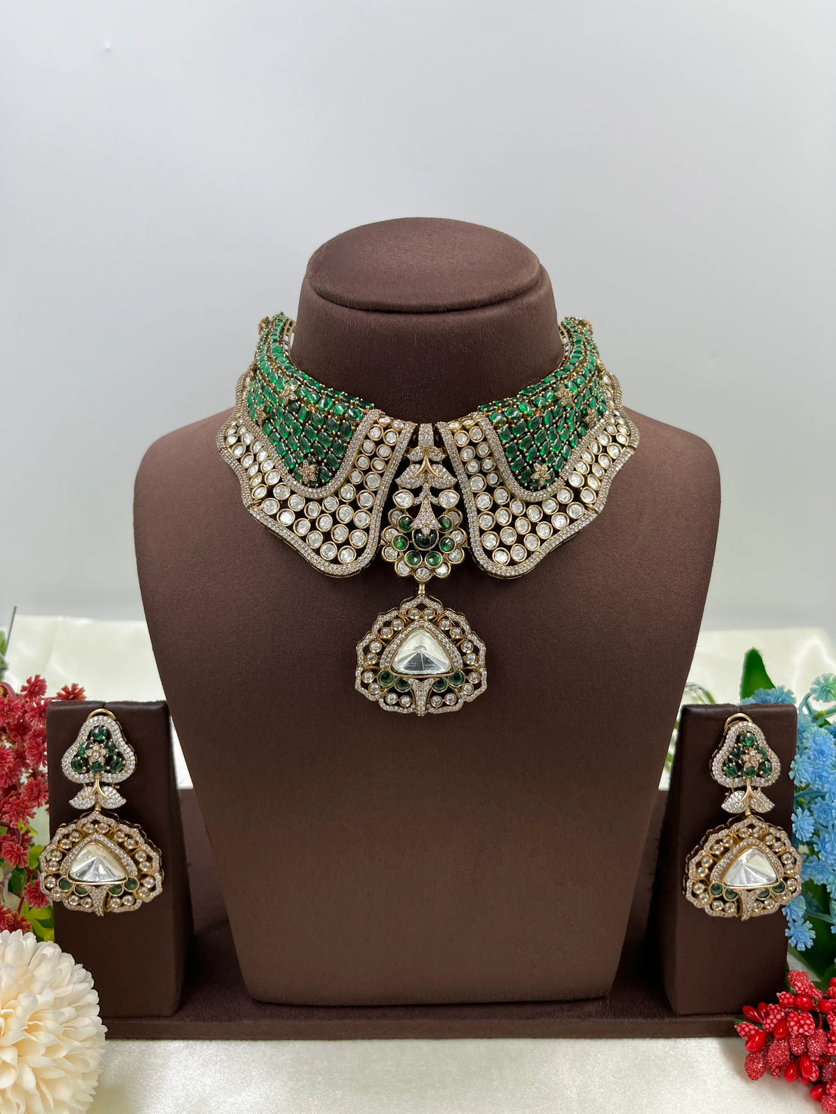Royal Premium Kundan Necklace Set with Earrings – Royal Bridal Splendor