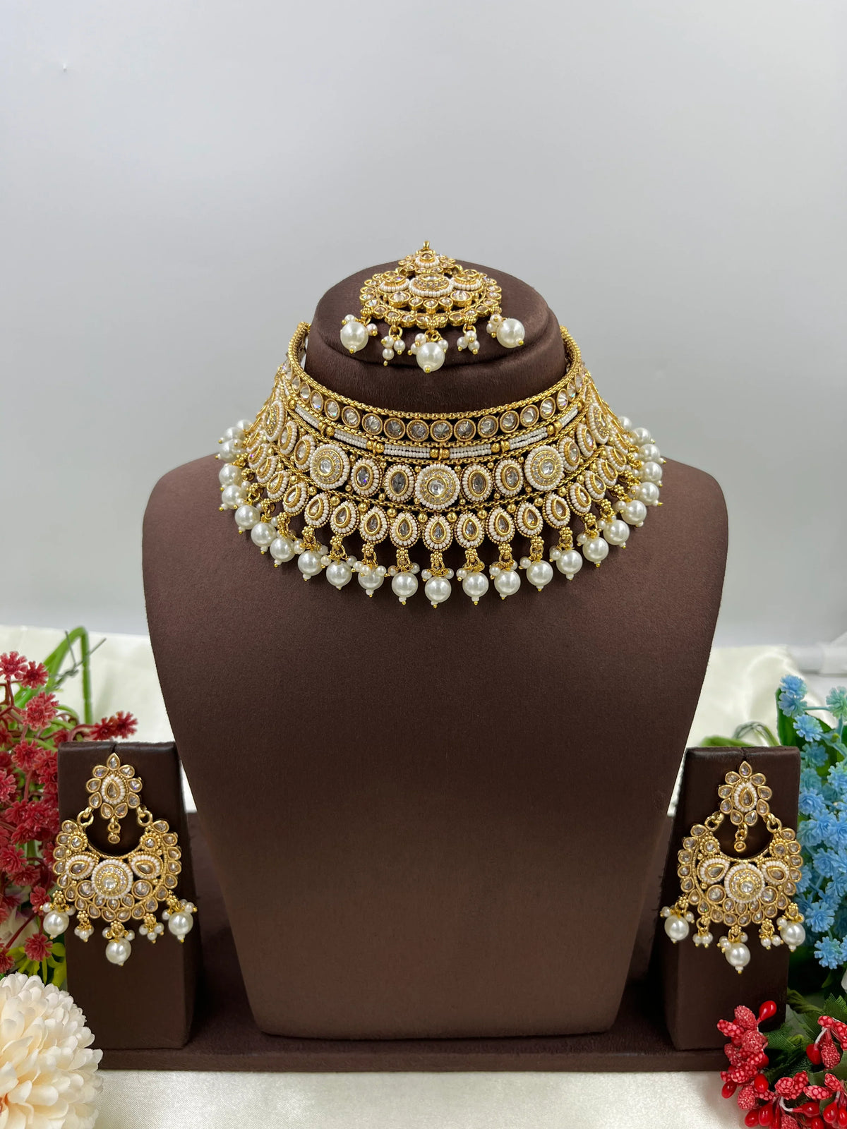 Traditional Choker Necklace Set with Maangtika & Earrings – Royal Bridal