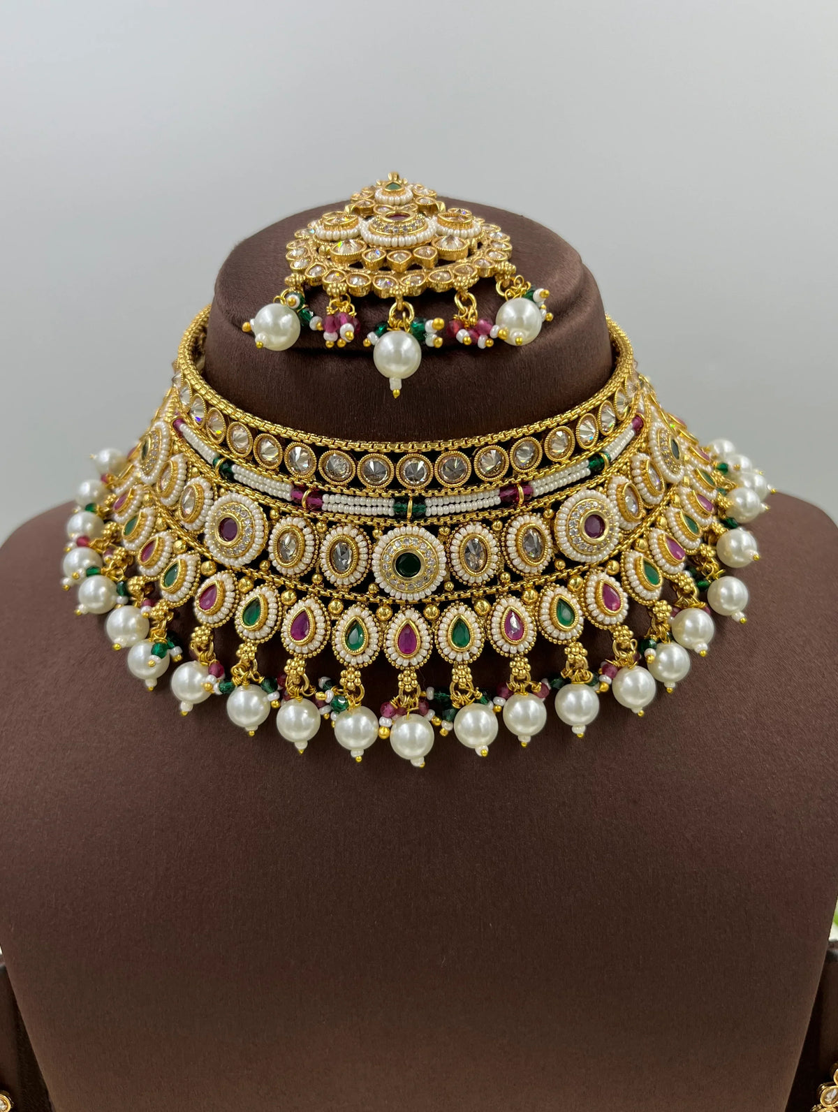 Traditional Choker Necklace Set with Maangtika & Earrings – Royal Bridal