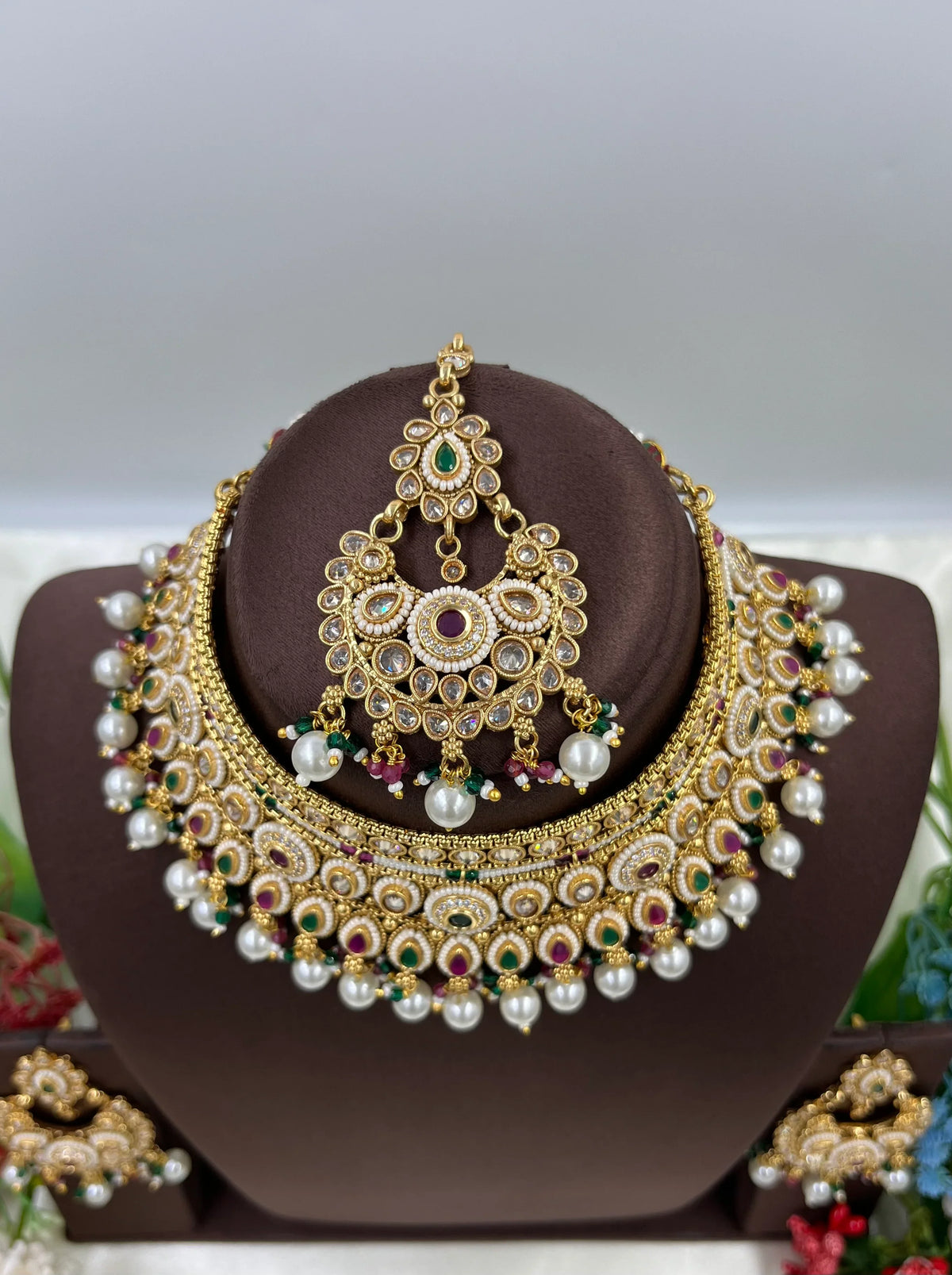 Traditional Choker Necklace Set with Maangtika & Earrings – Royal Bridal
