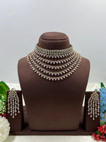 Victorian American Diamond Premium Necklace Set With Earning Luxury Bridal & Wedding Party Wear Jewellery for Women