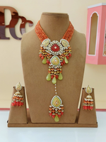 Rajsthani Ethnic Meenakari Necklace Earrings Maangtika Set, Jaipuri Wedding Meenakari Jewelry Set, Indian Jewelry Set, Bollywood Wedding Necklace Set, Bridal Necklace Set
