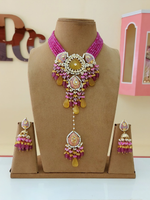 Rajsthani Ethnic Meenakari Necklace Earrings Maangtika Set, Jaipuri Wedding Meenakari Jewelry Set, Indian Jewelry Set, Bollywood Wedding Necklace Set, Bridal Necklace Set