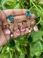 Wedding Teardrop Pakistani AD Earrings Set, CZ Teardrop Earrings Set, AD Bridal Earrings, Bollywood AD Earring Set, Celebrity Jewelry Set, Bridal CZ Earring Jewelry Set