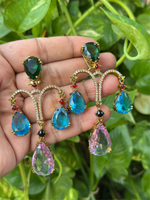 Wedding Teardrop Pakistani AD Earrings Set, CZ Teardrop Earrings Set, AD Bridal Earrings, Bollywood AD Earring Set, Celebrity Jewelry Set, Bridal CZ Earring Jewelry Set