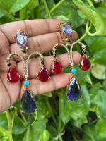 Wedding Teardrop Pakistani AD Earrings Set, CZ Teardrop Earrings Set, AD Bridal Earrings, Bollywood AD Earring Set, Celebrity Jewelry Set, Bridal CZ Earring Jewelry Set