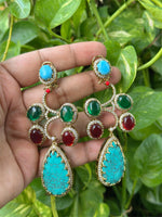 Rajsthani Drop AD Earrings Set Indian Jewelry, CZ Traditional Earrings Set, Jaipuri AD Earrings Set, Bollywood Earrings Set, Celebrity Inspired AD Earrings Set