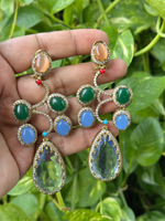 Rajsthani Drop AD Earrings Set Indian Jewelry, CZ Traditional Earrings Set, Jaipuri AD Earrings Set, Bollywood Earrings Set, Celebrity Inspired AD Earrings Set