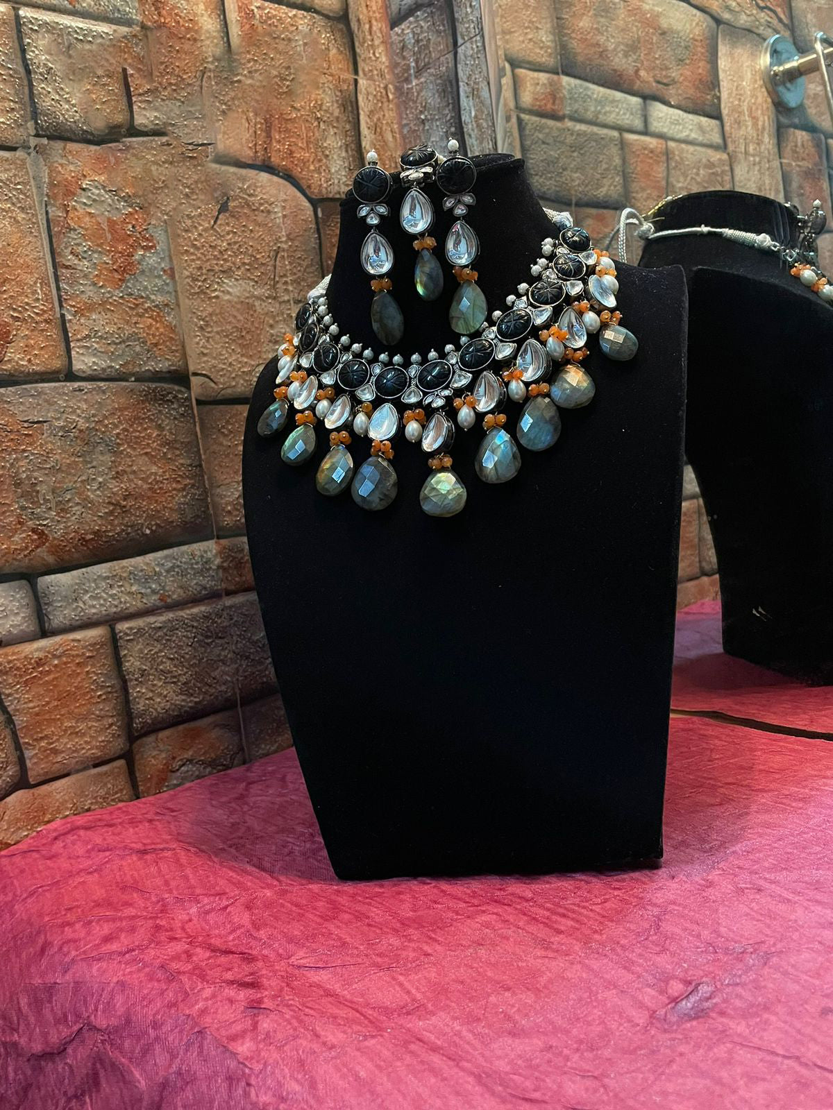 Multi Layer Indian Floral Polki Choker Earrings Set, Indian Polki Choker Set, Pakistani Meenakari Choker Set, Celebrities Polki Jewelry, Bridal Traditional Jewelry Set, Bridal Layered Jewelry Set