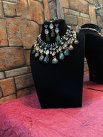 Multi Layer Indian Floral Polki Choker Earrings Set, Indian Polki Choker Set, Pakistani Meenakari Choker Set, Celebrities Polki Jewelry, Bridal Traditional Jewelry Set, Bridal Layered Jewelry Set