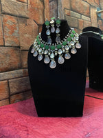 Multi Layer Indian Floral Polki Choker Earrings Set, Indian Polki Choker Set, Pakistani Meenakari Choker Set, Celebrities Polki Jewelry, Bridal Traditional Jewelry Set, Bridal Layered Jewelry Set