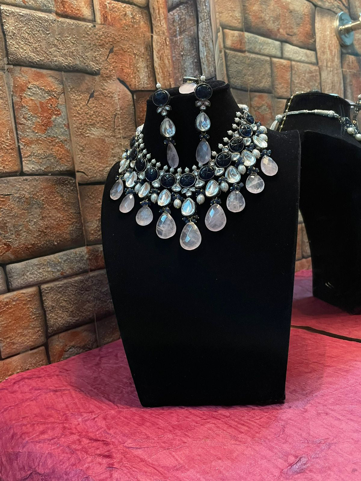 Multi Layer Indian Floral Polki Choker Earrings Set, Indian Polki Choker Set, Pakistani Meenakari Choker Set, Celebrities Polki Jewelry, Bridal Traditional Jewelry Set, Bridal Layered Jewelry Set