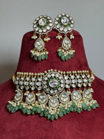 Pakistani Bridal Polki Stone Beaded Choker Set, Beaded Polki Stones Jewelry Set, Bollywood Polki Choker Set, Indian Choker Set, Wedding Polki Jewelry Set