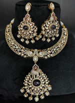 Jaipuri Elephant Inspired Polki Necklace Set, Rajsthani Elephant Designed Jewelry Set, Indian Elephant Polki Necklace Earrings Set