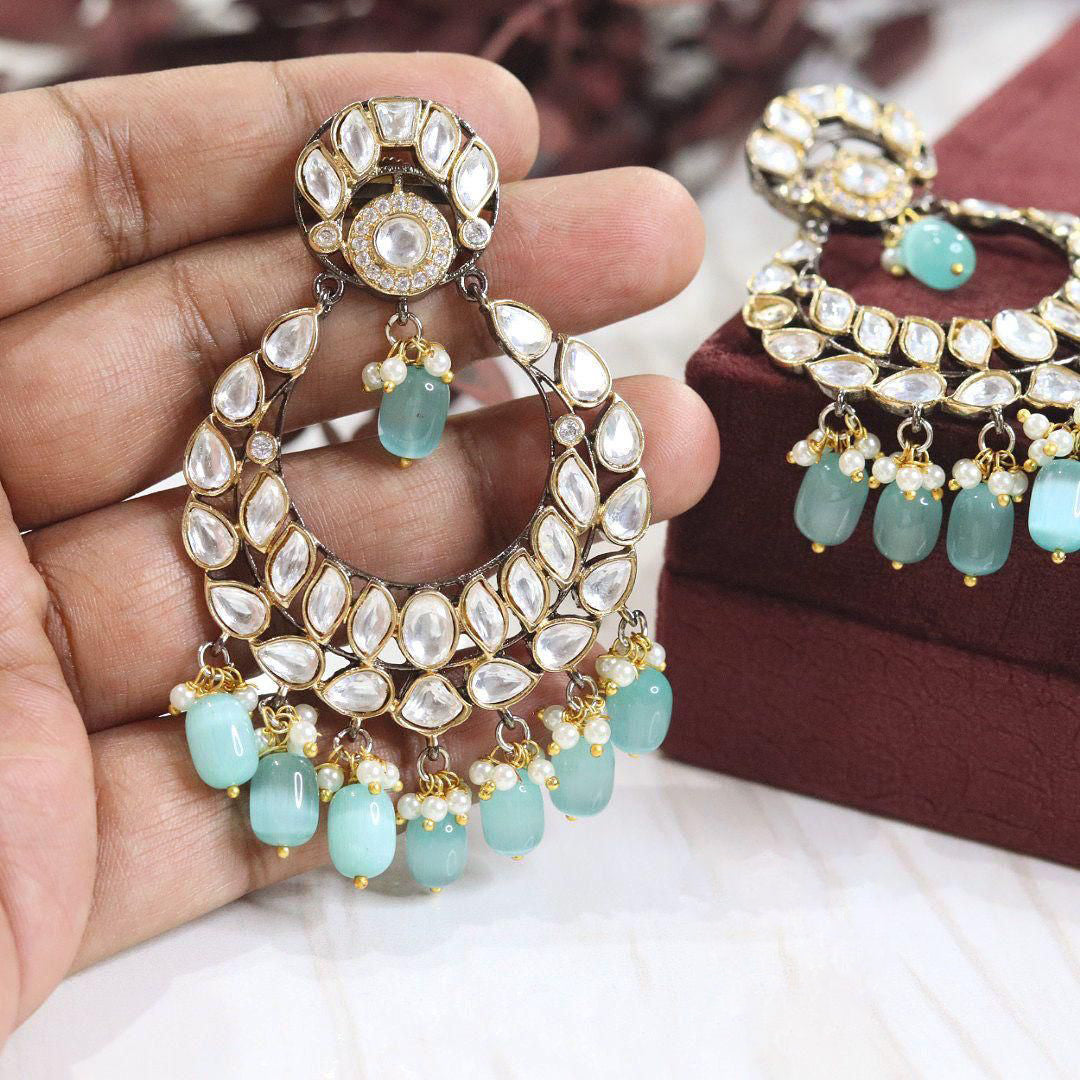 Round Polki Indian Bridal Earrings Set, Indian Polki Earrings Set, Pakistani Wedding Earrings Set, Bollywood Inspired Polki Earrings Jewelry Set