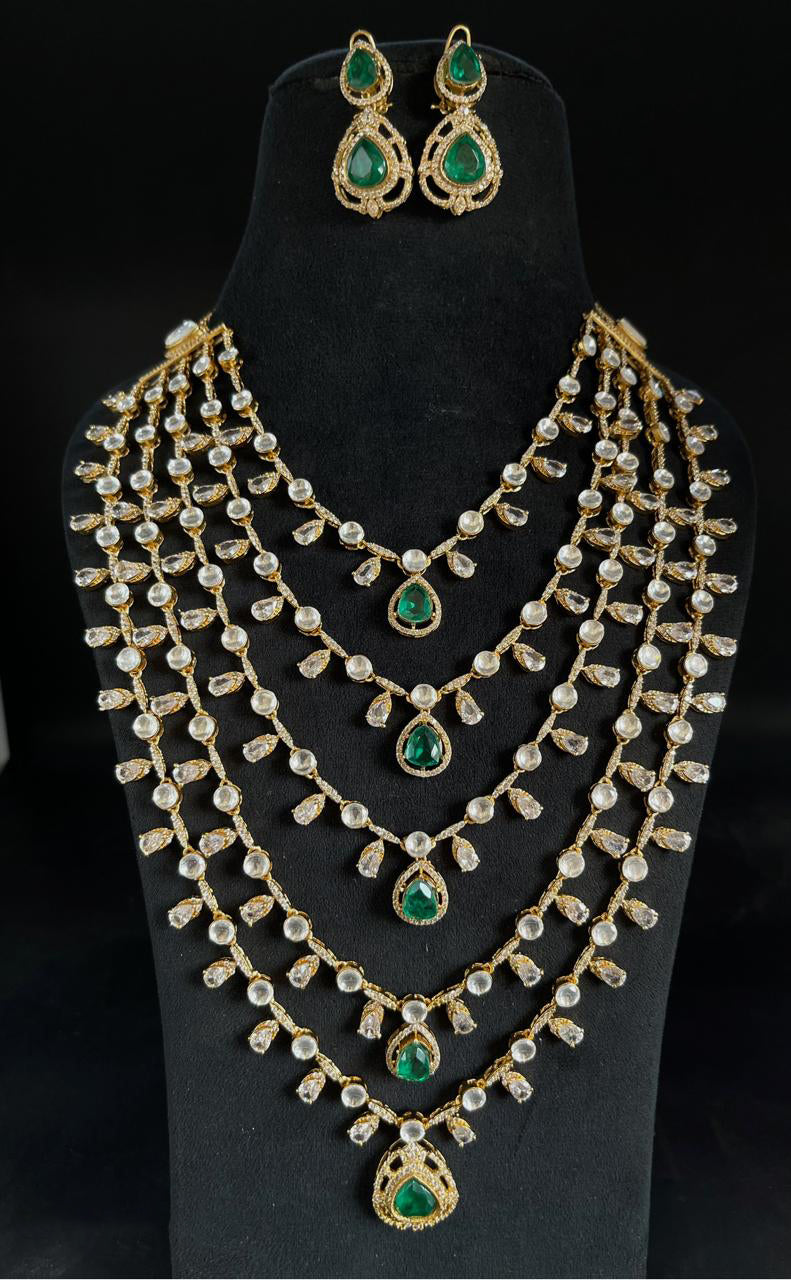 Pakistani Multi Layer Statement Polki Necklace Set, Polki Statement Pakistani Jewelry Set, Indian Layered Polki Necklace Set, Bollywood Statement Jewelry Set, Indian Celebrity Polki Layer Necklace Set