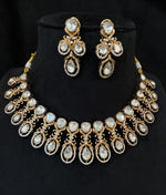 Silver Gold Plated Punjabi Polki Choker Earrings Set, Silver Polki Punjabi Choker Set, Indian Silver Jewelry Set, Pakistani Polki Choker Set, Bollywood Silver Jewelry Set