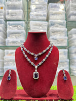 Double Layer CZ Indian Bridal Necklace Earrings Set, Bollywood Double Layer Necklace Set, AD Indian Layer Jewelry Set, Celebrity CZ Layer Necklace Set