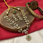 Jaipuri Pearl Beaded Kundan Necklace Earrings Set, Rajsthani Pearl Necklace Set, Jaipuri Kundan Jewelry Set, Indian Kundan Beaded Necklace Jewelry Set