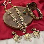 Rajsthani Traditional Gold Plated Kundan Necklace Set, Jaipuri Ethnic Kundan Necklace Earrings Set, Indian Traditional Kundan Jewelry Set, Bollywood Kundan Jewelry Set, Indian Wedding Kundan Beaded Necklace Earrings Set