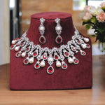 Bridal Polki Silver Red Choker Earrings Set, Wedding Polki Indian Jewerly Set, Pakistani Polki Choker Set, Jaipuri Polki jewlery Set